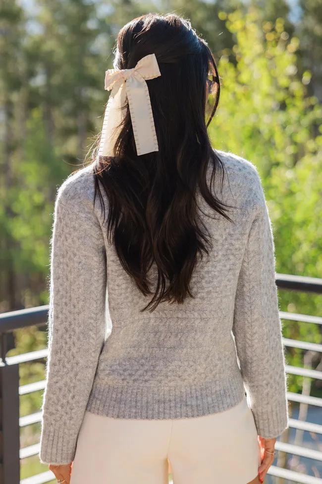 Fireside Moment Grey Cable Knit Mock Neck Sweater FINAL SALE sold by Pink Lily product image thumbnail 5