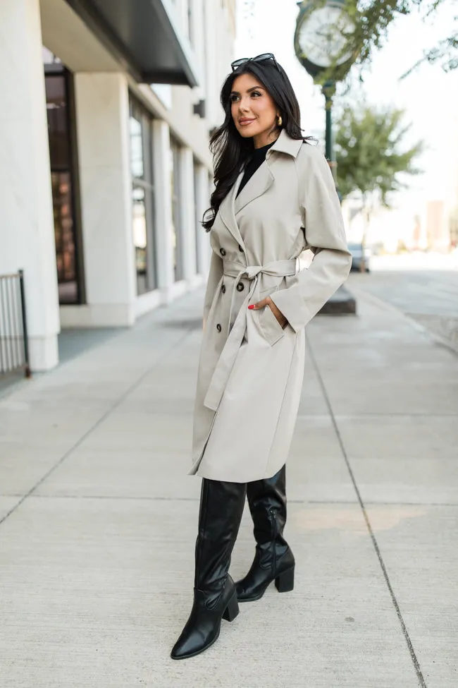 Over My Head Taupe Trench Coat FINAL SALE sold by Pink Lily product image thumbnail 3