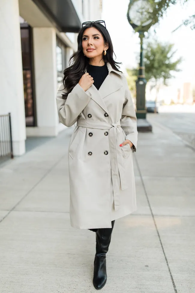 Over My Head Taupe Trench Coat FINAL SALE sold by Pink Lily product image thumbnail 2