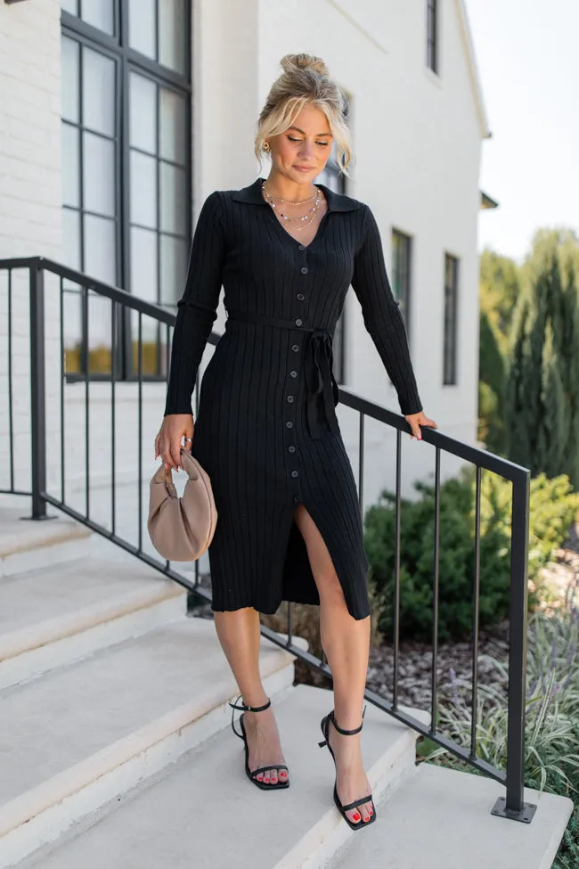 Simple Style Black Button Detail Ribbed Midi Dress FINAL SALE sold by Pink Lily product image thumbnail 2