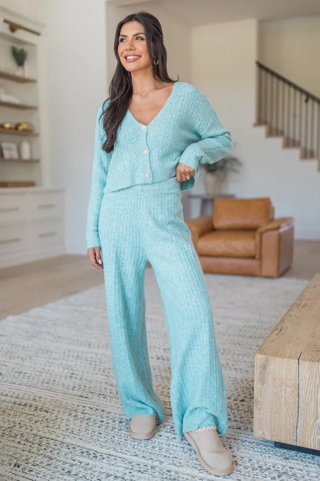 Cool Factor Dusty Blue Cropped Cardigan & Wide Leg Set SALE sold by Pink Lily product image thumbnail 2
