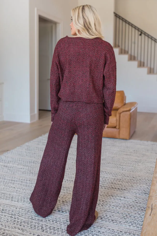 Cool Factor Dusty Burgundy Cropped Cardigan & Wide Leg Set FINAL SALE sold by Pink Lily product image thumbnail 5