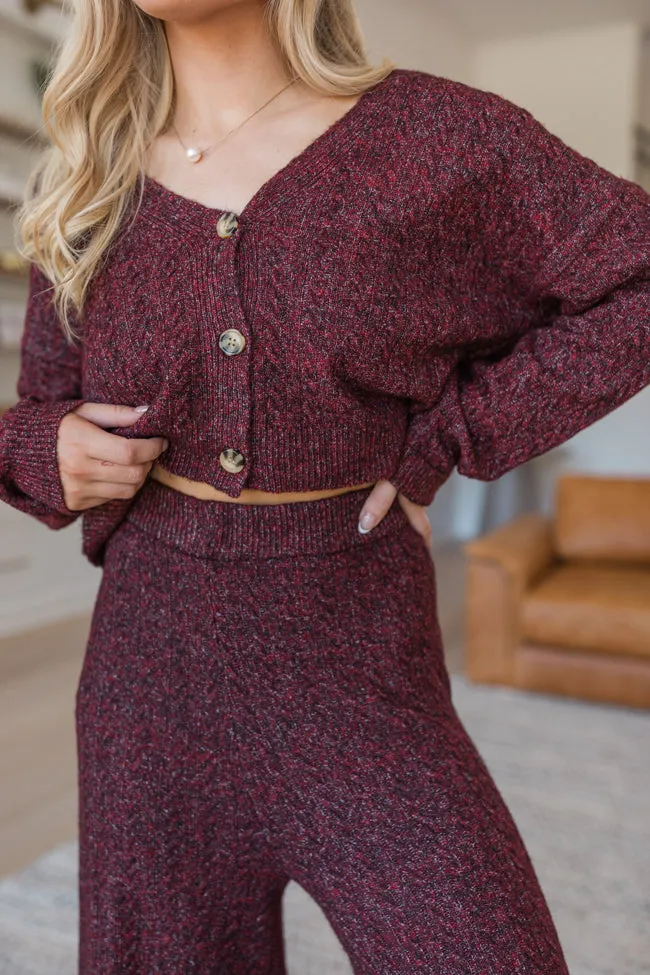 Cool Factor Dusty Burgundy Cropped Cardigan & Wide Leg Set FINAL SALE sold by Pink Lily product image thumbnail 3