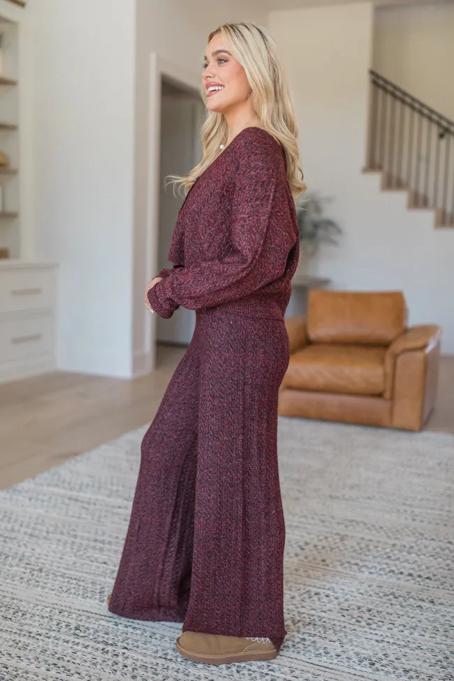 Cool Factor Dusty Burgundy Cropped Cardigan & Wide Leg Set FINAL SALE sold by Pink Lily product image thumbnail 4