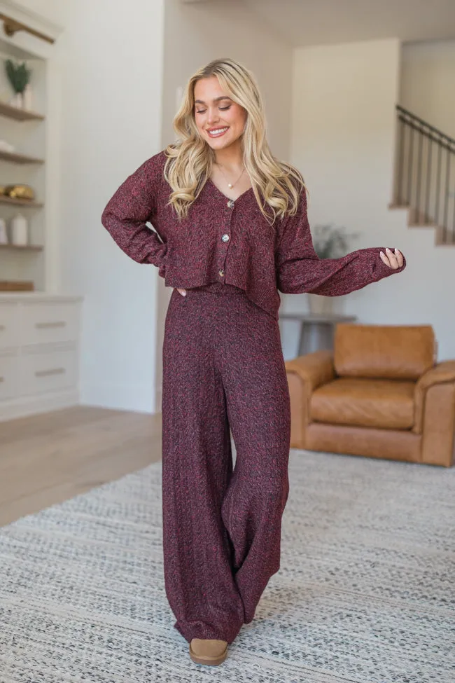 Cool Factor Dusty Burgundy Cropped Cardigan & Wide Leg Set FINAL SALE sold by Pink Lily product image thumbnail 2