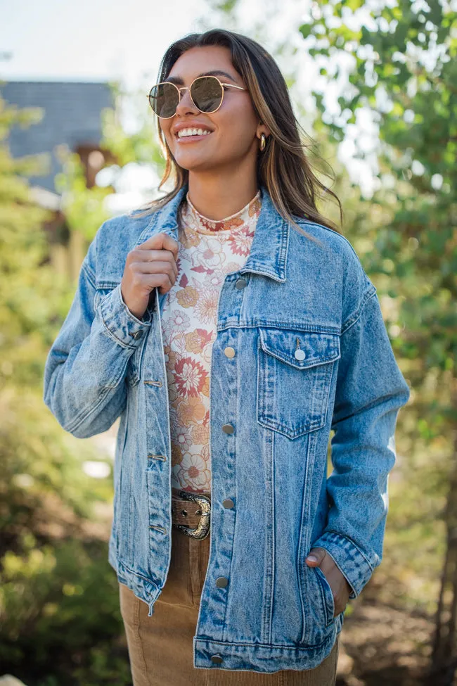 Let's Hear It Medium Wash Boyfriend Denim Jacket SALE sold by Pink Lily product image thumbnail 2
