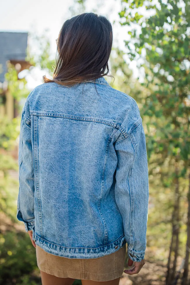 Let's Hear It Medium Wash Boyfriend Denim Jacket SALE sold by Pink Lily product image thumbnail 5