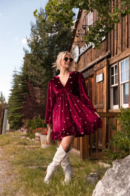 Found My Place Burgundy Velvet Dress sold by Pink Lily