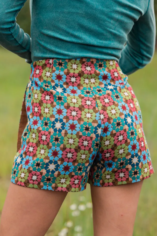 Sweet Escapes Teal Multi Jacquard Floral Skort sold by Pink Lily product image thumbnail 4