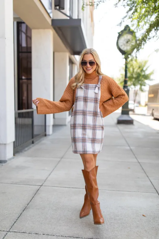Over It Plaid Overall Mini Dress FINAL SALE sold by Pink Lily