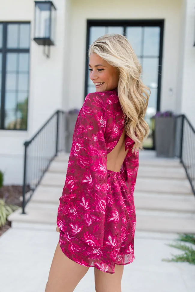 Give Me The Rundown Red Backless Mock Neck Printed Romper FINAL SALE sold by Pink Lily product image thumbnail 4