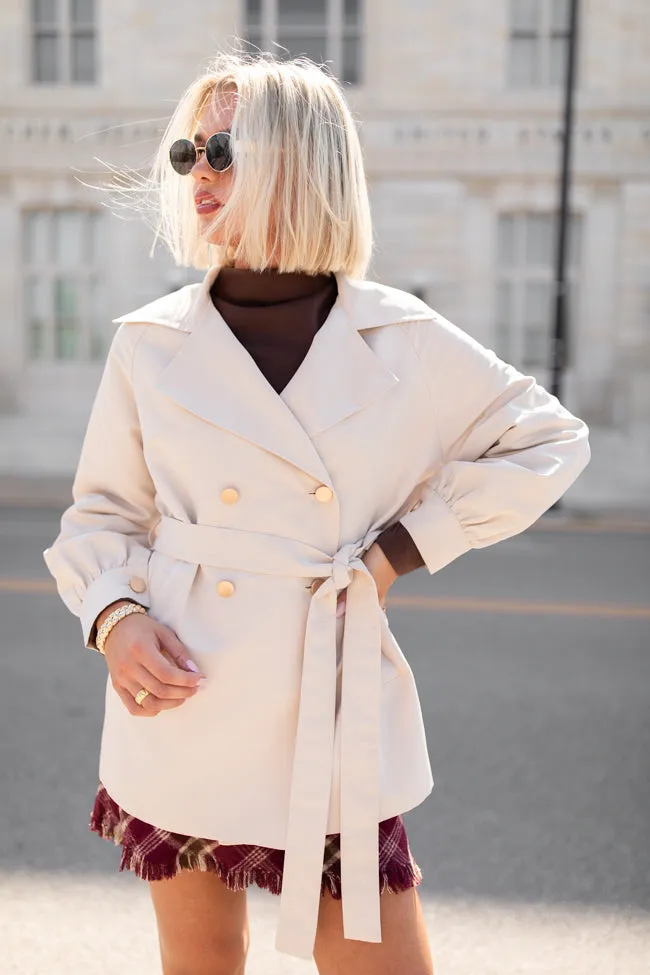 In The Trenches Beige Mid Length Trench Coat FINAL SALE sold by Pink Lily