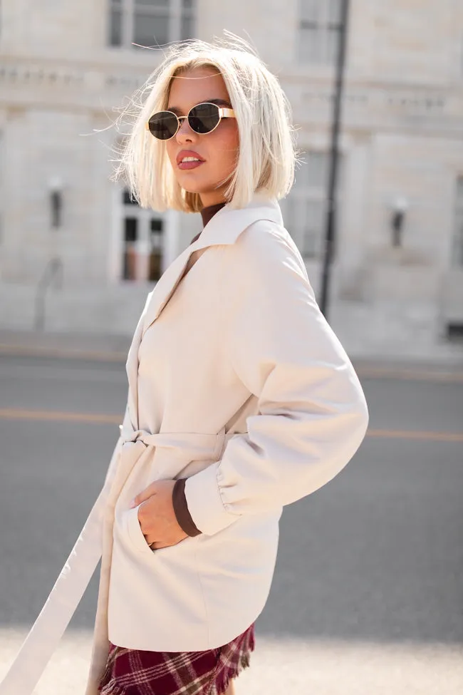 In The Trenches Beige Mid Length Trench Coat FINAL SALE sold by Pink Lily product image thumbnail 4