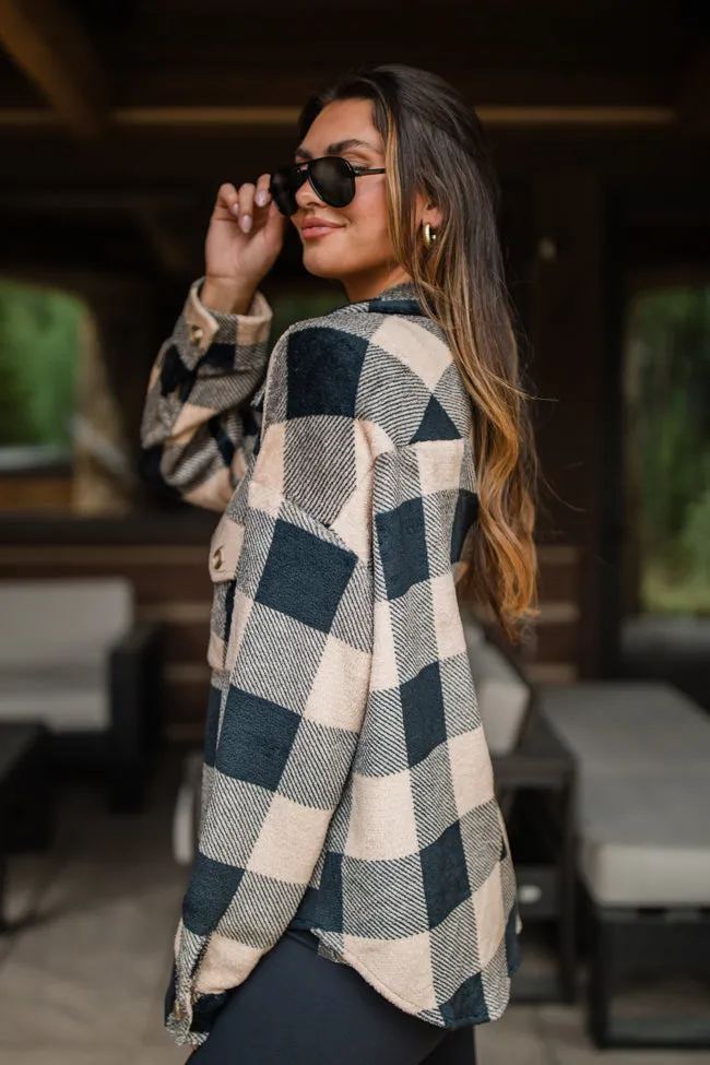 Wind Down Black and Tan Fleece Plaid Shacket FINAL SALE sold by Pink Lily product image thumbnail 5