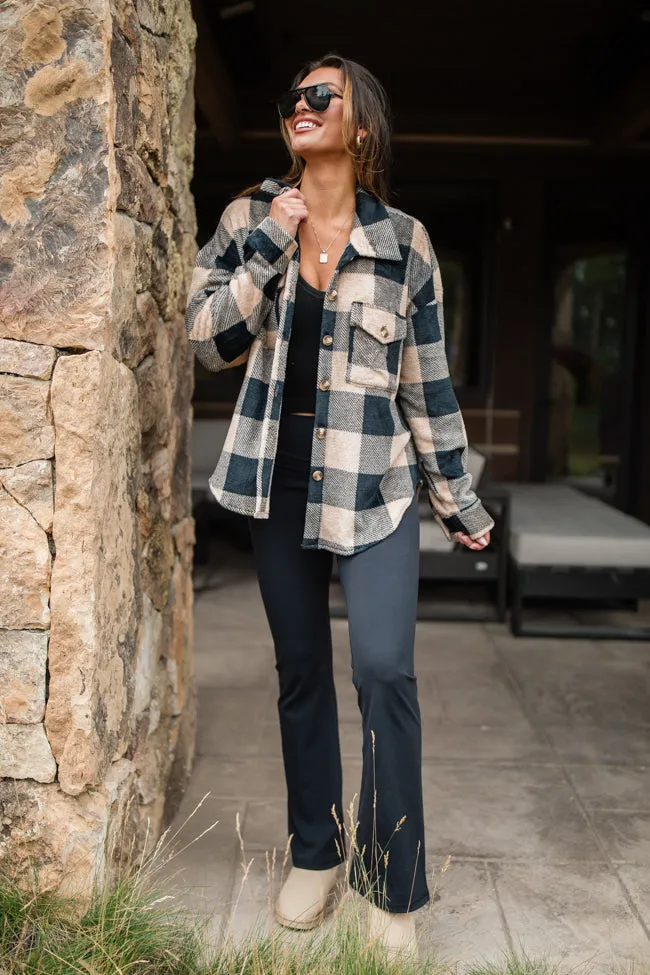 Wind Down Black and Tan Fleece Plaid Shacket FINAL SALE sold by Pink Lily product image thumbnail 3