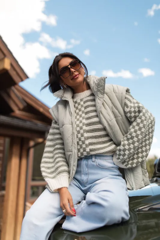 Best Bet Sage Oversized Puffer Vest SALE sold by Pink Lily