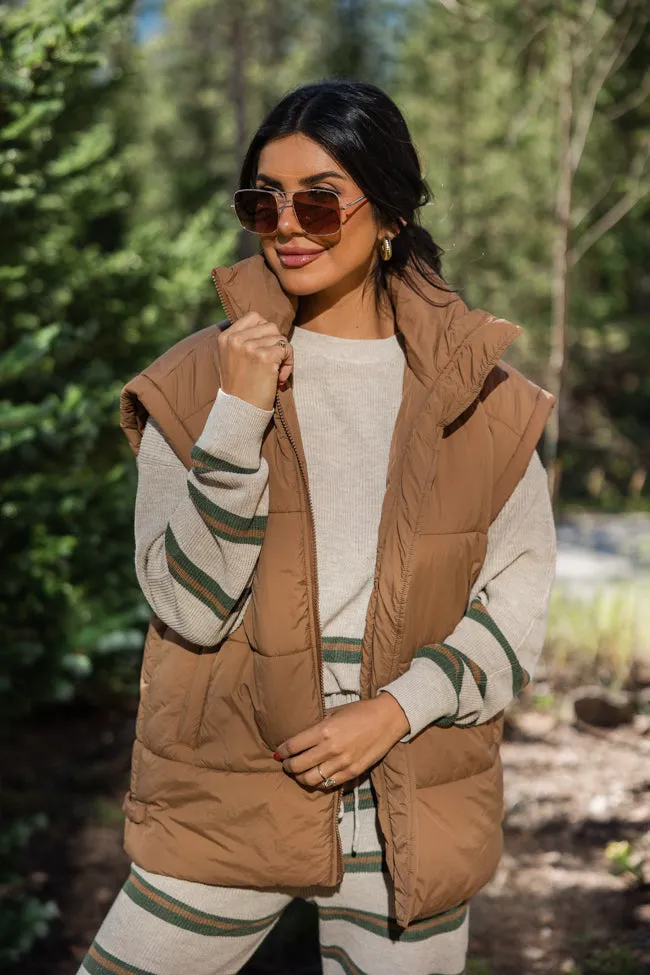 Best Bet Brown Oversized Puffer Vest FINAL SALE sold by Pink Lily product image thumbnail 2