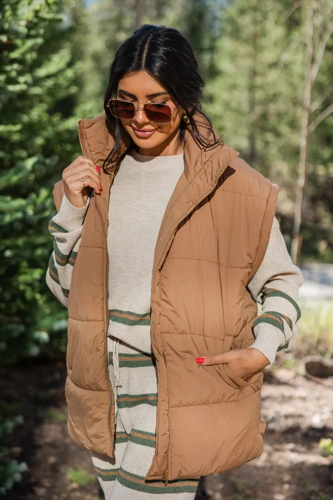 Best Bet Brown Oversized Puffer Vest FINAL SALE sold by Pink Lily product image thumbnail 4
