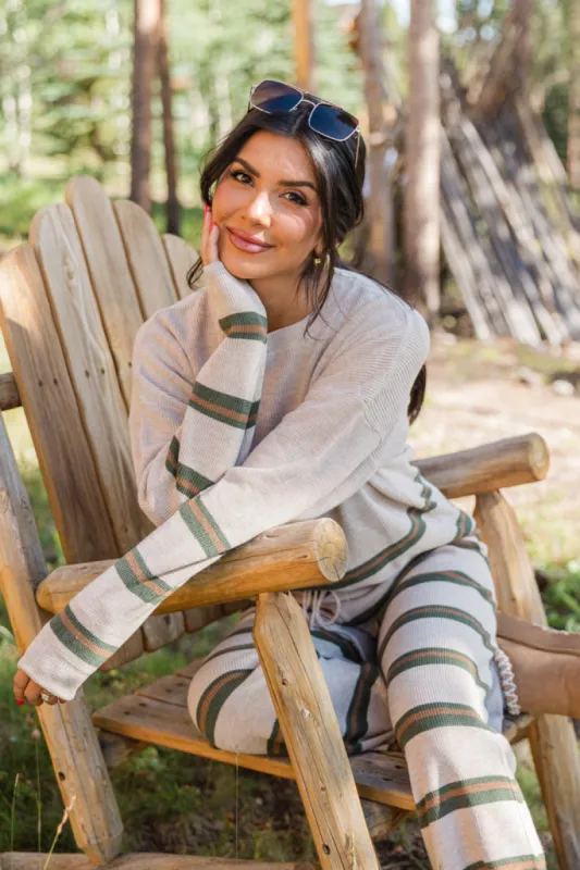 Seeing Stripes Beige Multi Striped Knit Sweater sold by Pink Lily