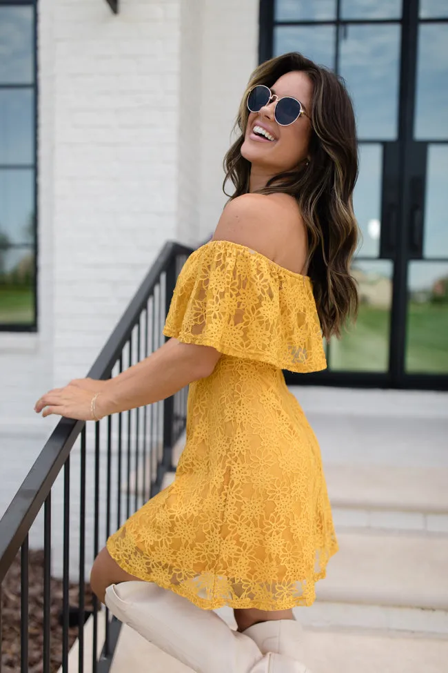 Brighten My Day Off The Shoulder Lace Mini Dress FINAL SALE sold by Pink Lily product image thumbnail 4