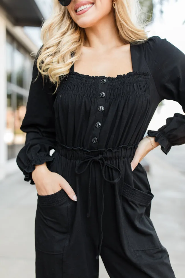 Bop Around Black Jogger Style Jumpsuit FINAL SALE sold by Pink Lily product image thumbnail 3