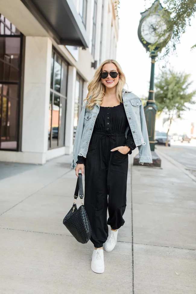 Bop Around Black Jogger Style Jumpsuit FINAL SALE sold by Pink Lily product image thumbnail 2