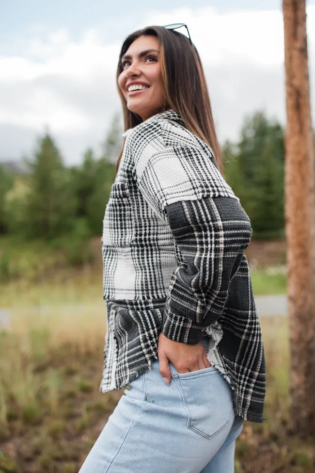 Keep Your Secrets Ivory Mixed Plaid Shacket FINAL SALE sold by Pink Lily product image thumbnail 3