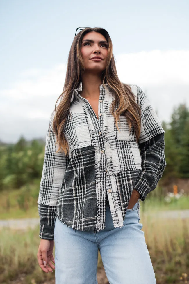 Keep Your Secrets Ivory Mixed Plaid Shacket FINAL SALE sold by Pink Lily
