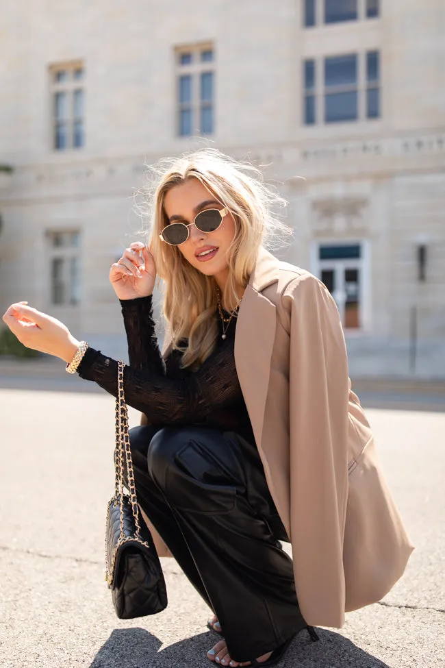 Back In Business Camel Long Blazer FINAL SALE sold by Pink Lily