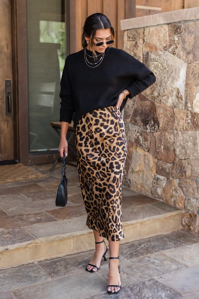 Into The Night Satin Leopard Midi Skirt FINAL SALE sold by Pink Lily product image thumbnail 2