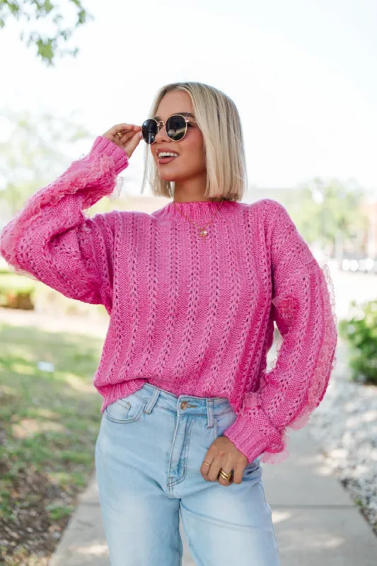 Beauty Within Pink Lace Sleeve Sweater SALE made by Very J