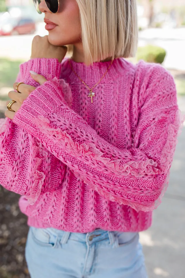 Beauty Within Pink Lace Sleeve Sweater SALE sold by Pink Lily product image thumbnail 4