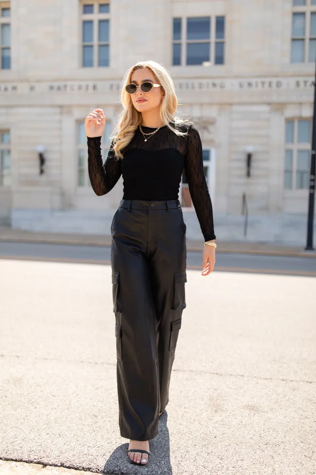 Follow My Lead Black Faux Leather Cargo Pants FINAL SALE sold by Pink Lily product image thumbnail 3