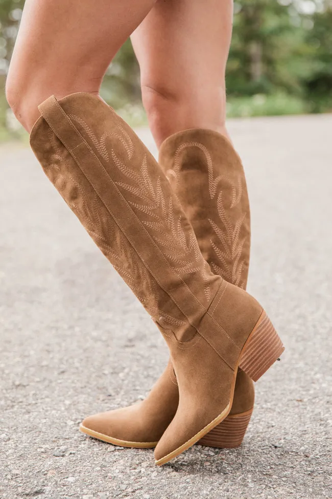 Sweeney Brown Embroidered Tall Boot sold by Pink Lily