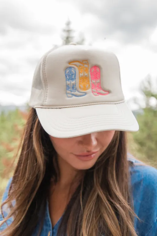 Cowboy Boots Tan Trucker Hat SALE sold by Pink Lily