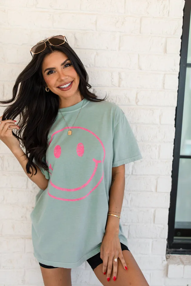 Smiley Face Green Graphic Tee SALE sold by Pink Lily