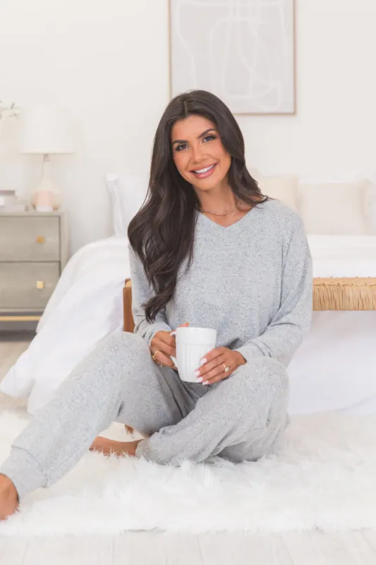 You Promised Heather Grey Brushed Lounge Set FINAL SALE sold by Pink Lily