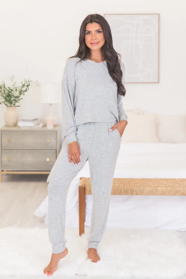 You Promised Heather Grey Brushed Lounge Set FINAL SALE sold by Pink Lily product image thumbnail 2