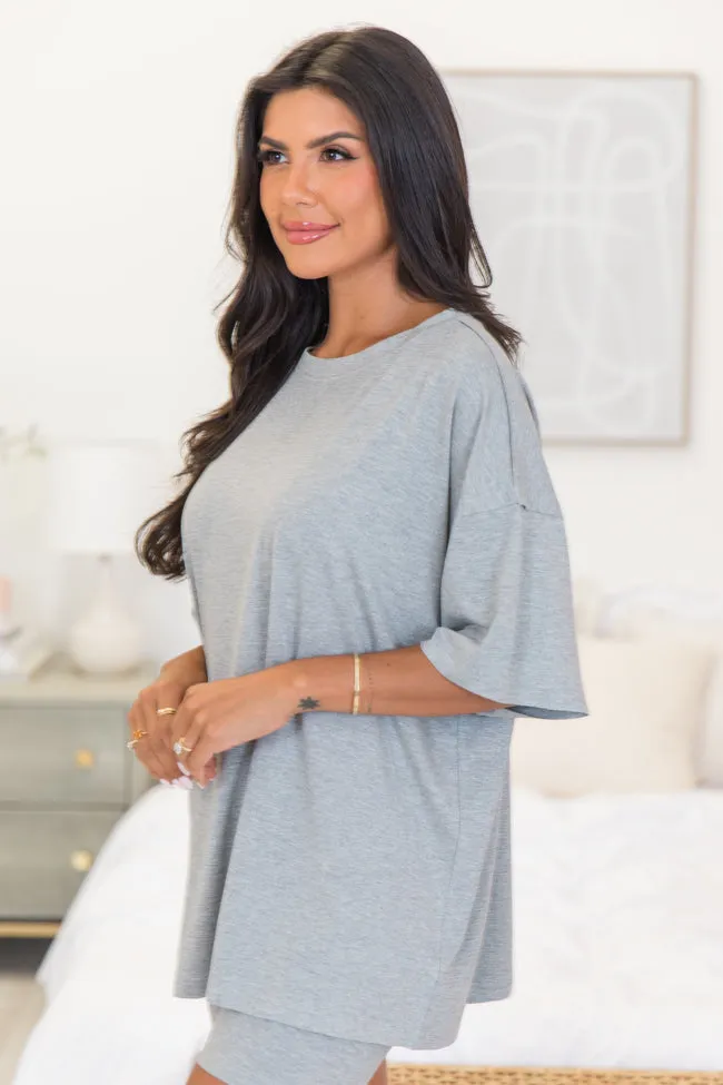 Miss My Boyfriend Grey Lounge T-Shirt and Shorts Set FINAL SALE sold by Pink Lily product image thumbnail 3