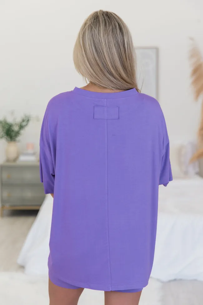 Miss My Boyfriend Purple Lounge T-Shirt and Shorts Set FINAL SALE sold by Pink Lily product image thumbnail 4