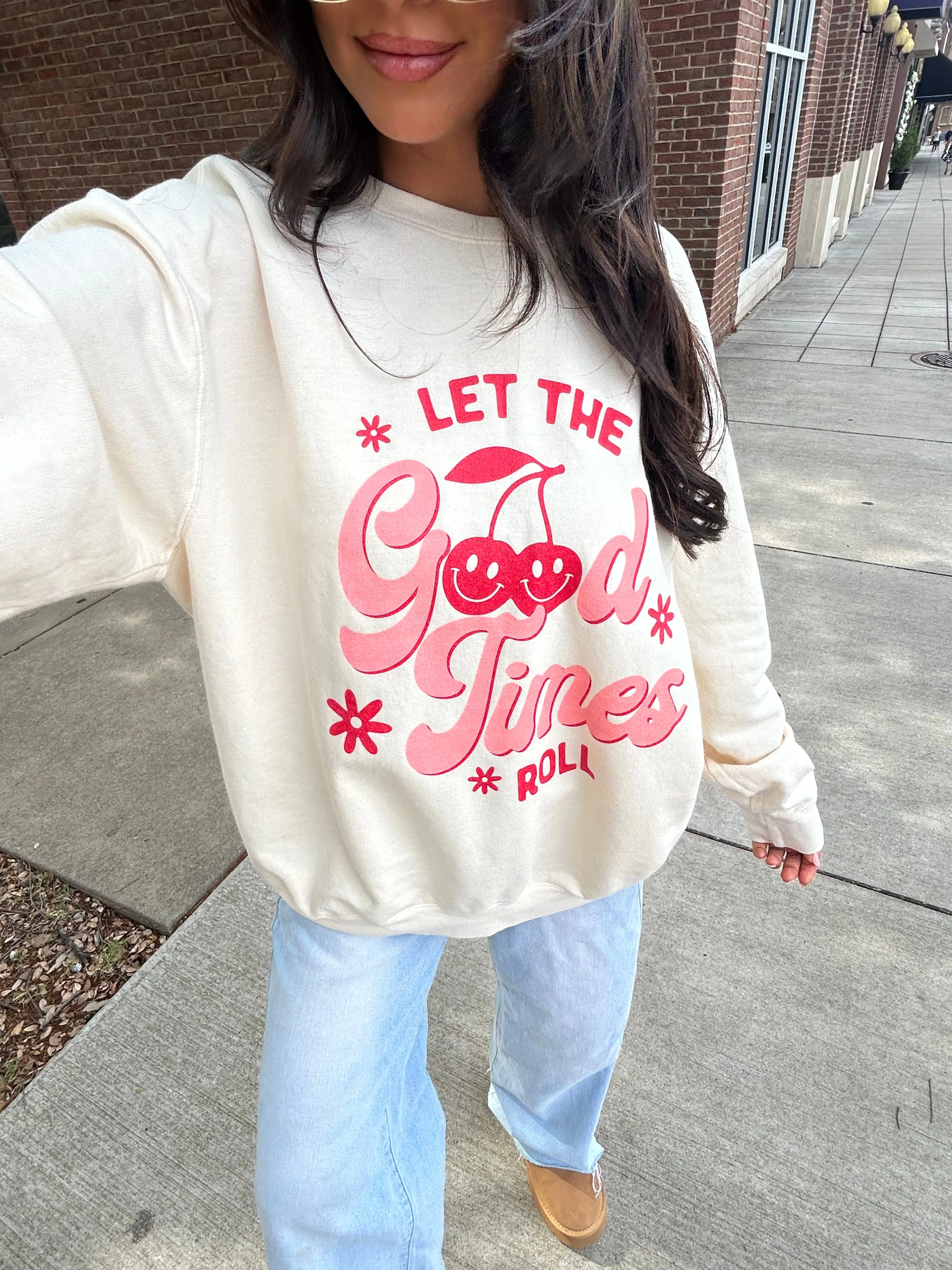 Let The Good Times Roll Ivory Comfort Colors Graphic Sweatshirt sold by Pink Lily product image thumbnail 3