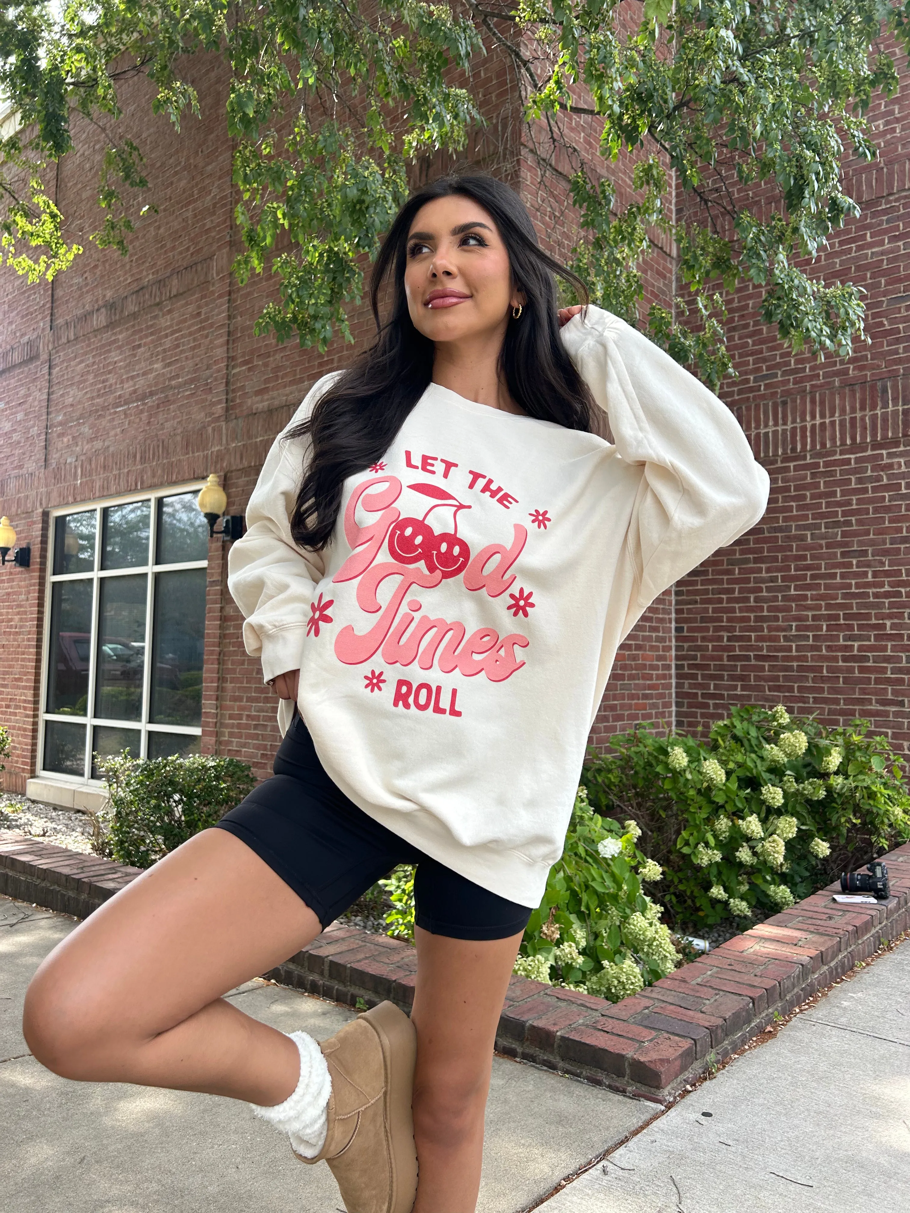 Let The Good Times Roll Ivory Comfort Colors Graphic Sweatshirt sold by Pink Lily