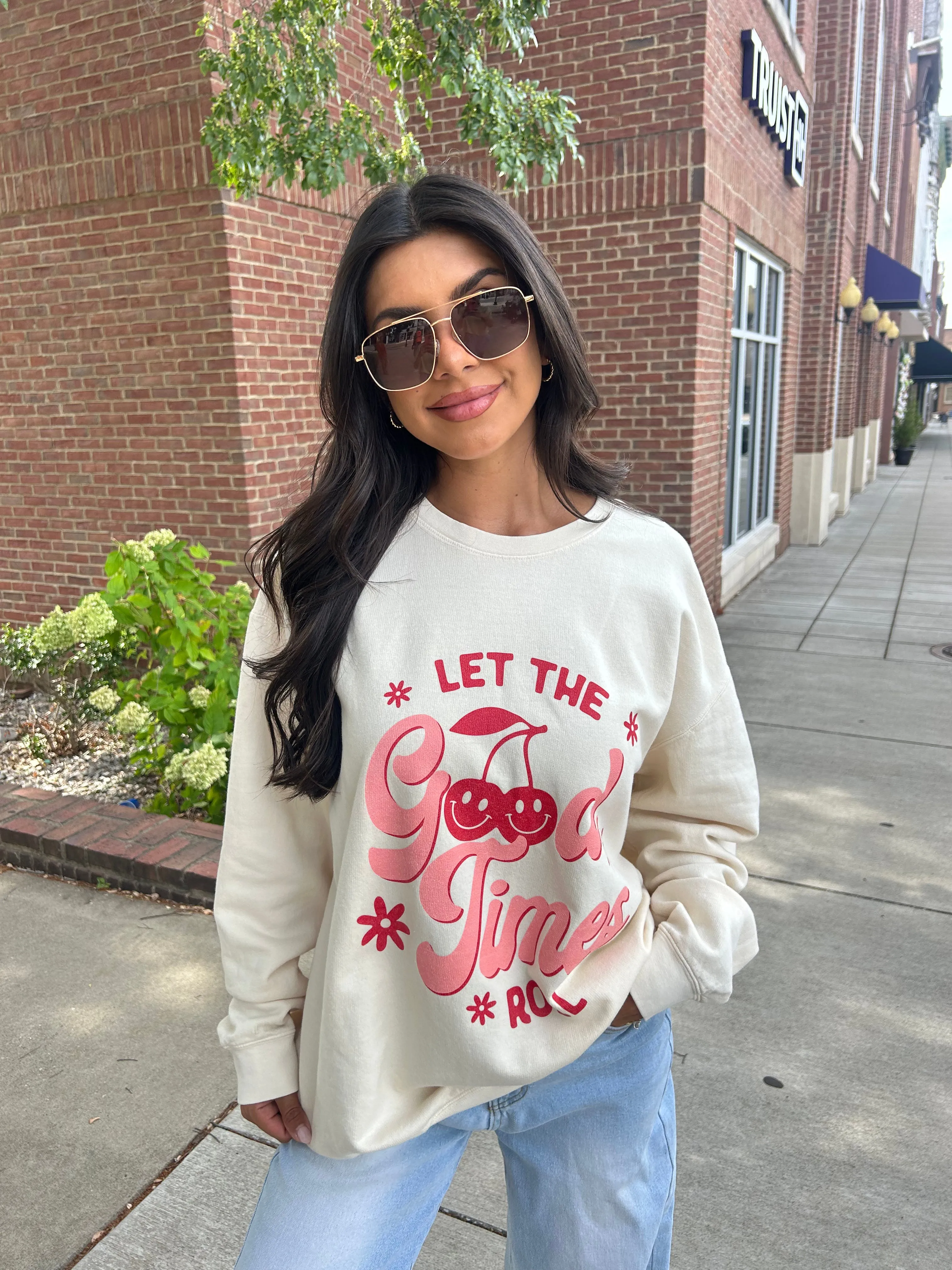 Let The Good Times Roll Ivory Comfort Colors Graphic Sweatshirt sold by Pink Lily product image thumbnail 4