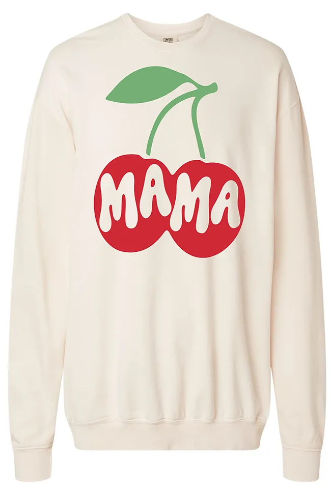Mama Cherry Cream Oversized Graphic Sweatshirt sold by Pink Lily product image thumbnail 2