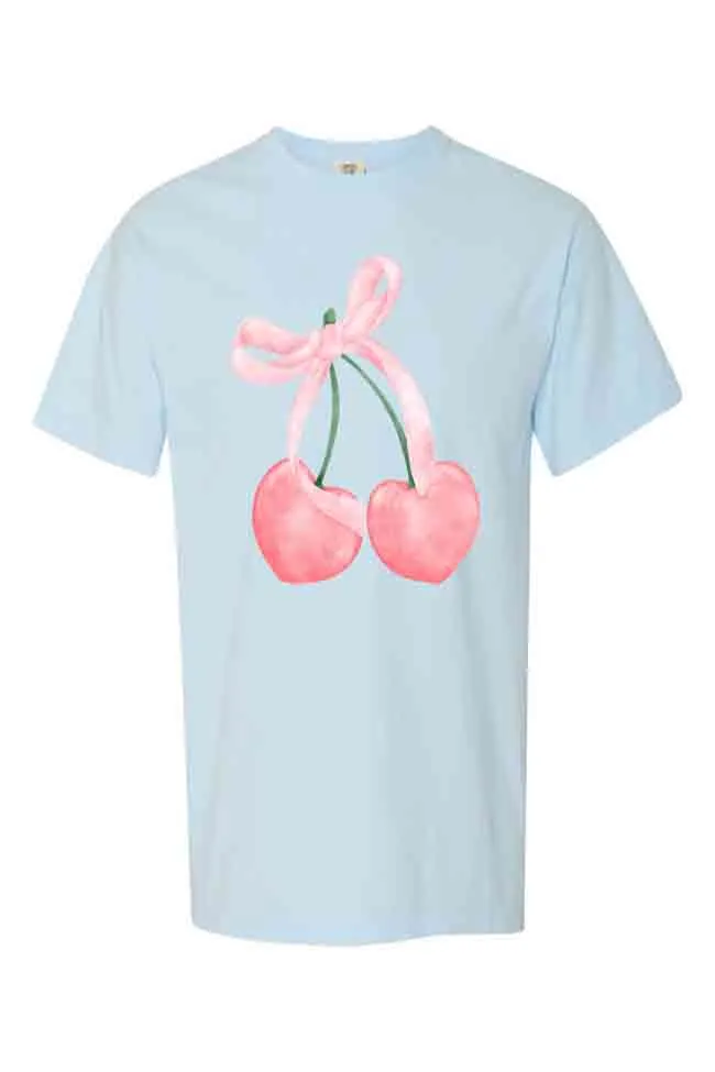 Pink Cherries Chambray Comfort Colors Graphic Tee sold by Pink Lily product image thumbnail 2