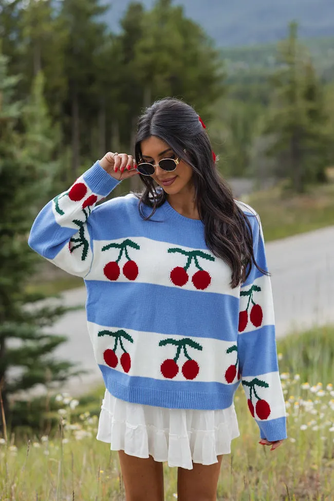 The Cherry On Top Blue Sweater FINAL SALE sold by Pink Lily product image thumbnail 4