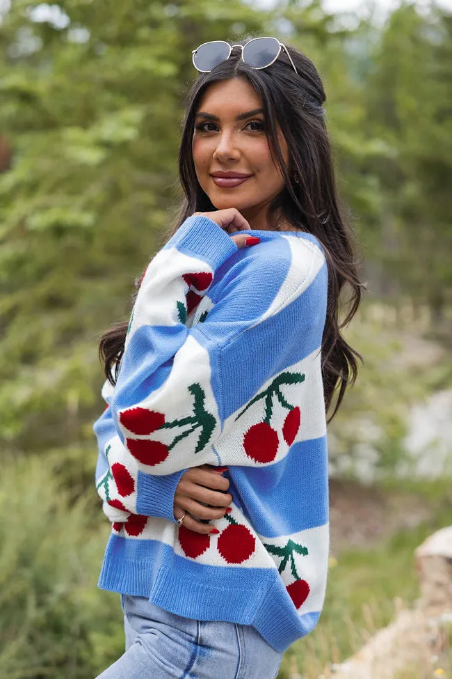 The Cherry On Top Blue Sweater FINAL SALE sold by Pink Lily product image thumbnail 5