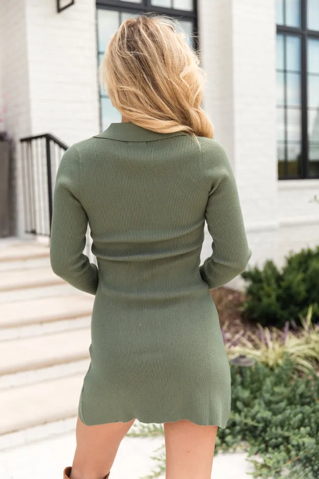 Forever and Ever Olive Collared Sweater Dress FINAL SALE sold by Pink Lily product image thumbnail 4