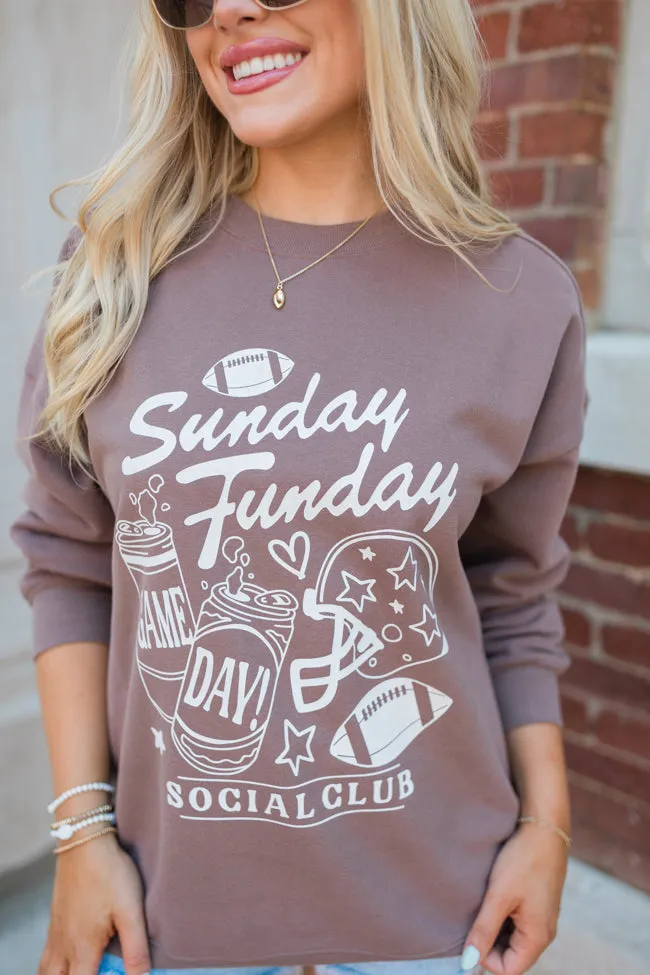 Sunday Funday Mocha Oversized Graphic Sweatshirt FINAL SALE sold by Pink Lily product image thumbnail 2