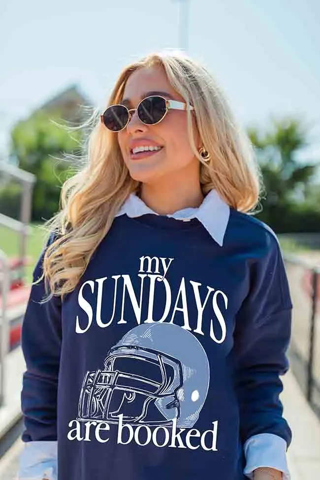 My Sundays Are Booked Navy Oversized Graphic Sweatshirt FINAL SALE sold by Pink Lily